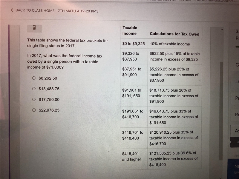 The table shows the federal tax brackets for single filing status in 2017 in 2017 what-example-1