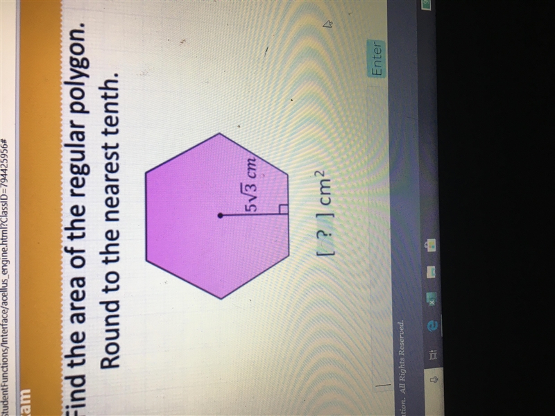 Find the area of the regular polygon. Round to the nearest tenth.-example-1