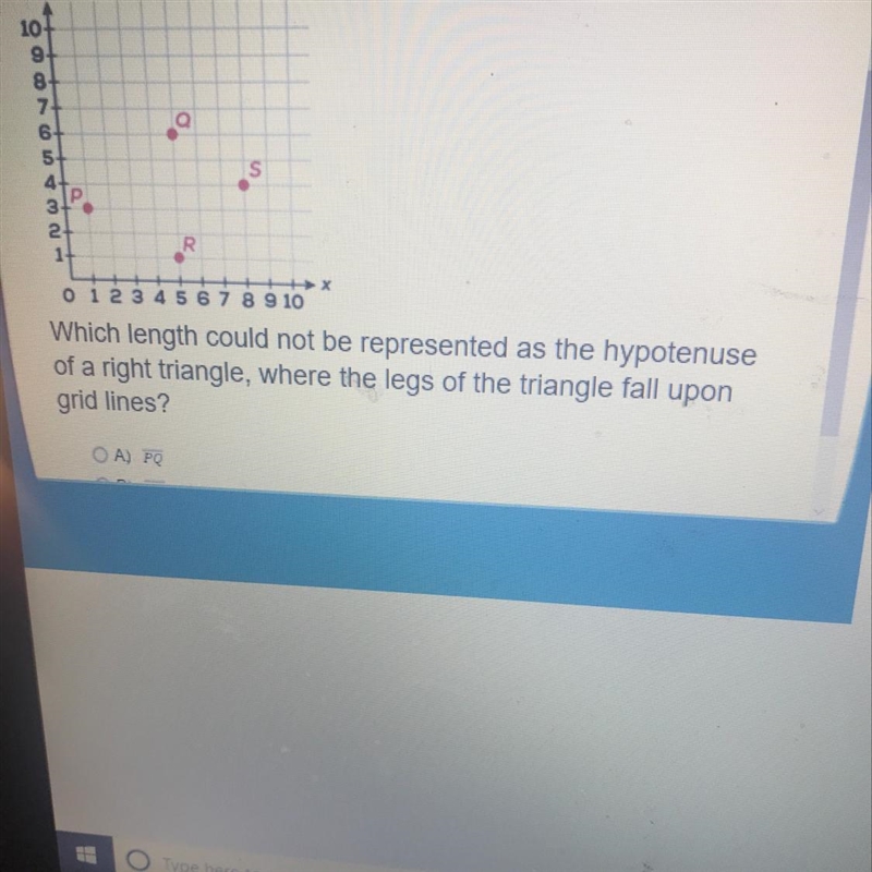 Which length could not be represented at the hypotenuse of a right triangle where-example-1