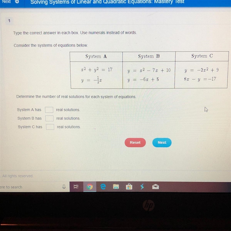 Please help ! Determine the number of real solutions for each system .-example-1