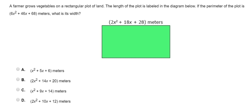 Please HELP 20POINTS A farmer grows vegetables on a rectangular plot of land. The-example-1