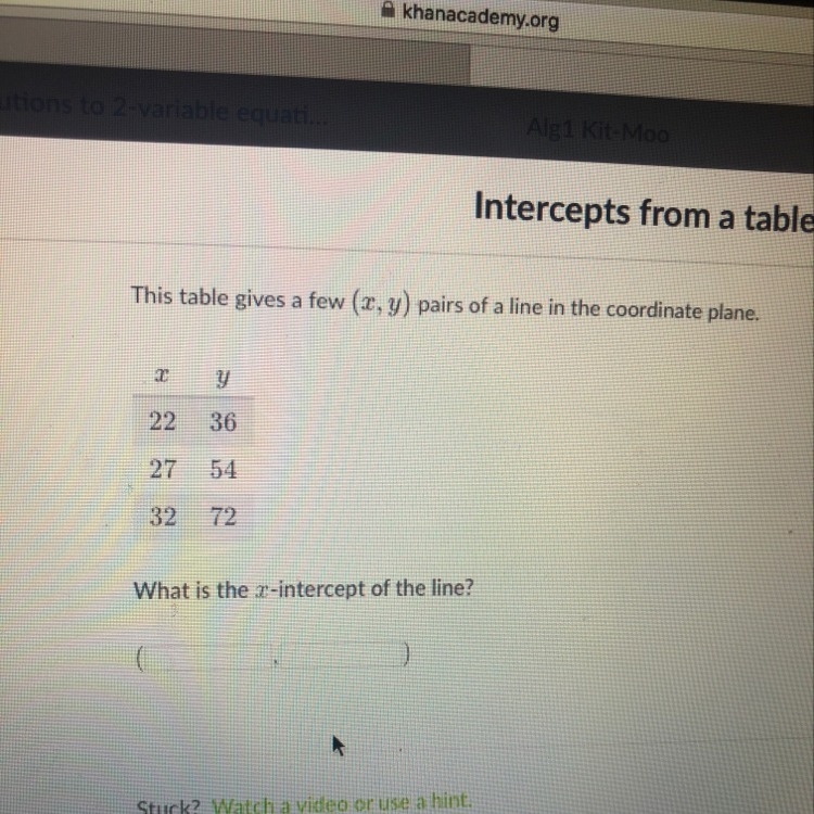 What is the x-Intercept of the line?-example-1