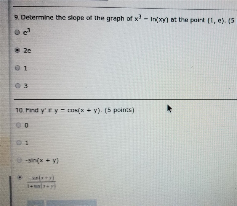 Find y' if y=cos(x+5) multiple choice-example-1