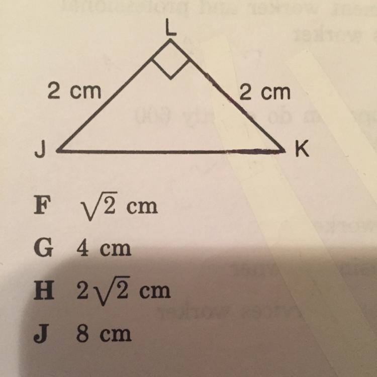 Triangle JKL is a right triangle. What is the length of JK?-example-1