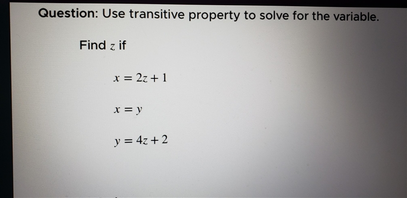 Use transitive property to solve this variable-example-1