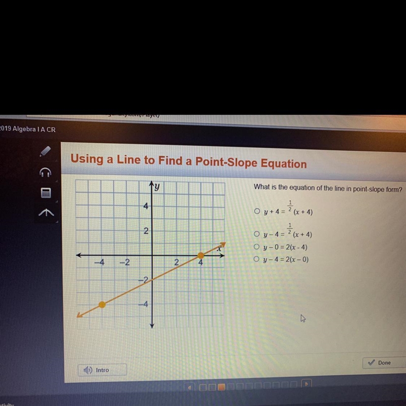 What is the equation of the line in point-slope form?-example-1