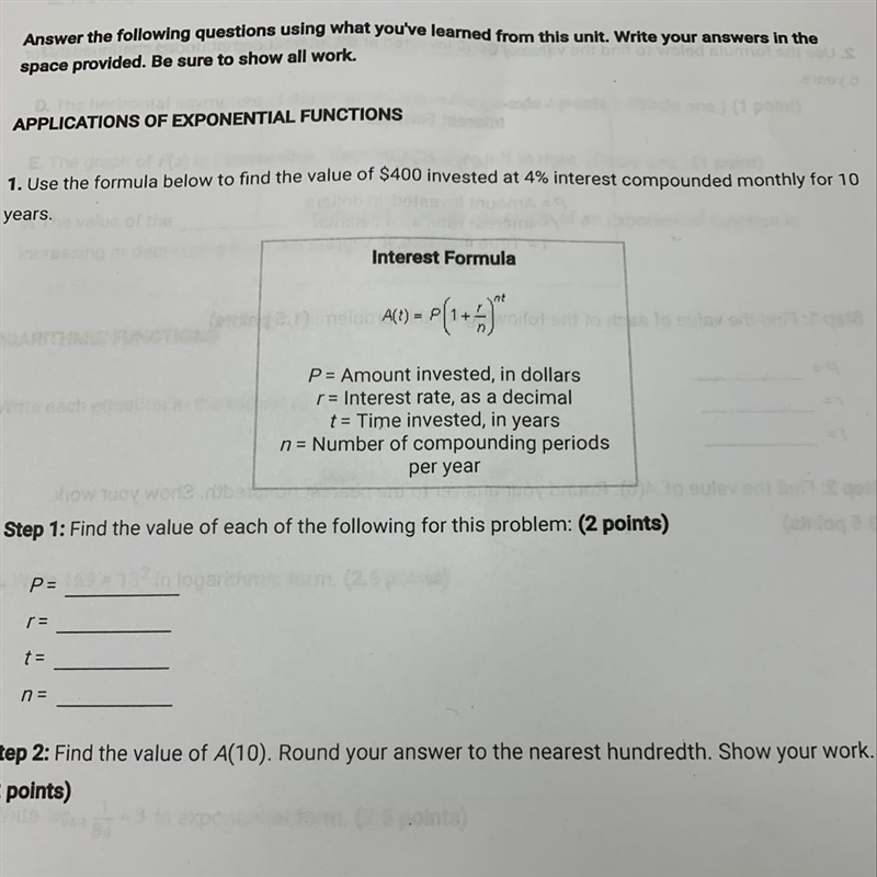 Use the formula below to find the value of $400 invested at 4% interest compounded-example-1