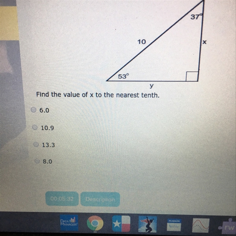 Find the value of x to the nearest tenth.-example-1