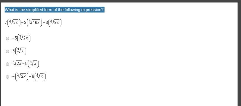 What is the simplified form of the following expression? 7(^3 square root 2x) - 3 (^3 square-example-1