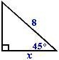 Solve for x and y in the given the 45° - 45° - 90° triangle shown above. When applicable-example-1