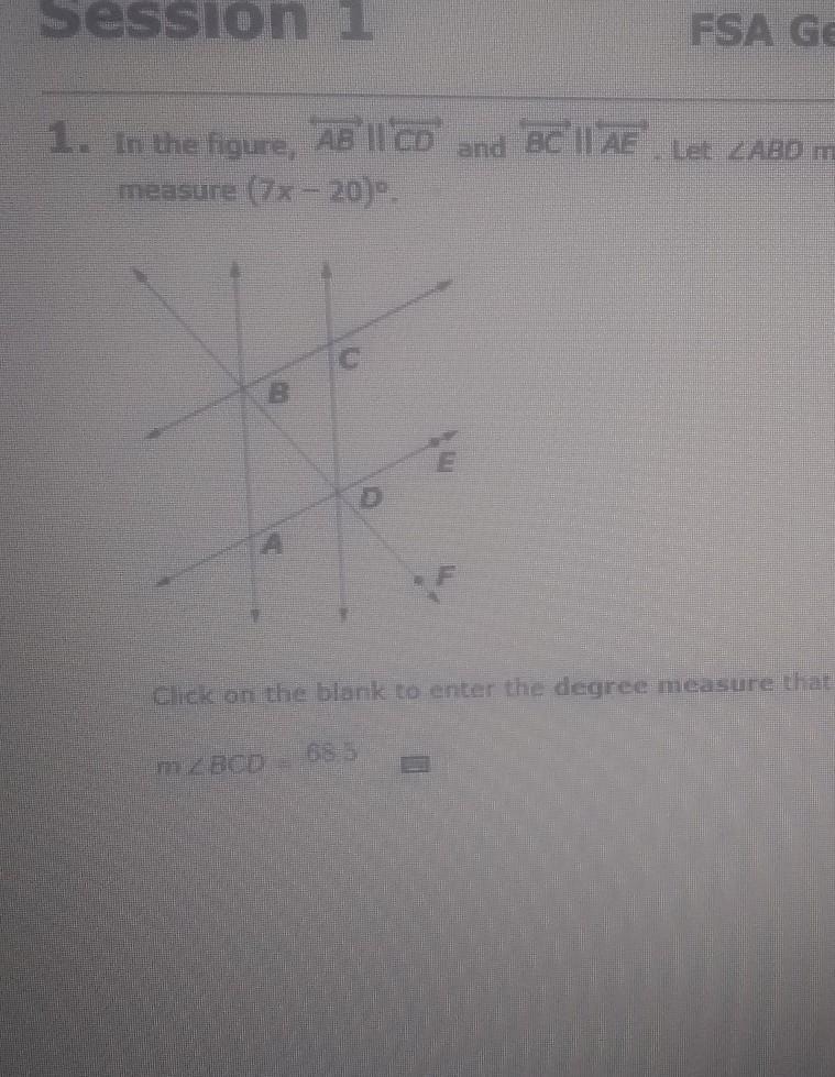 In the figure AB is parallel to CD. BC is parallel to AE. angle ABD measures (3x+4). angle-example-1