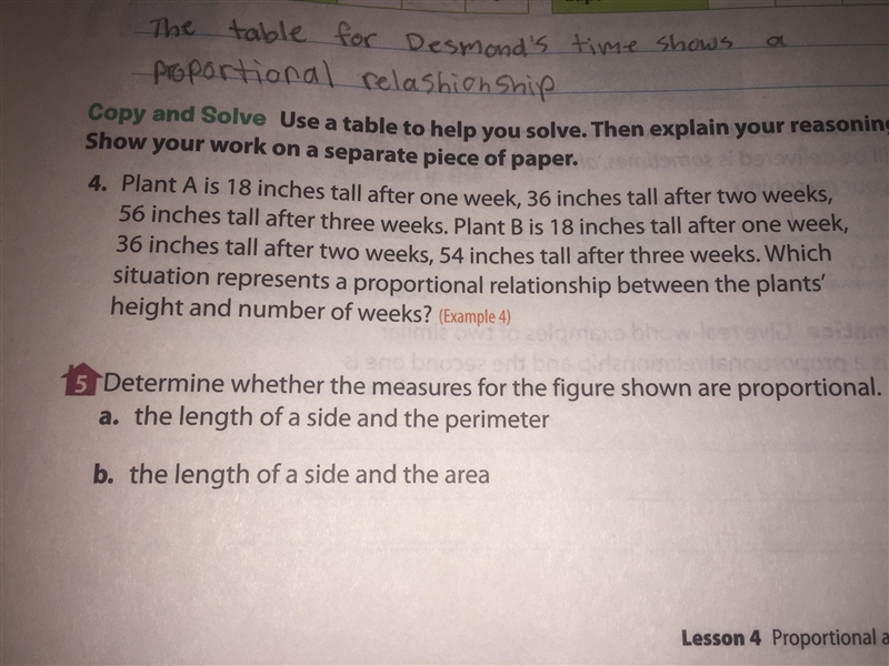 Determine whether the measure for the figure shown are proportional.-example-1