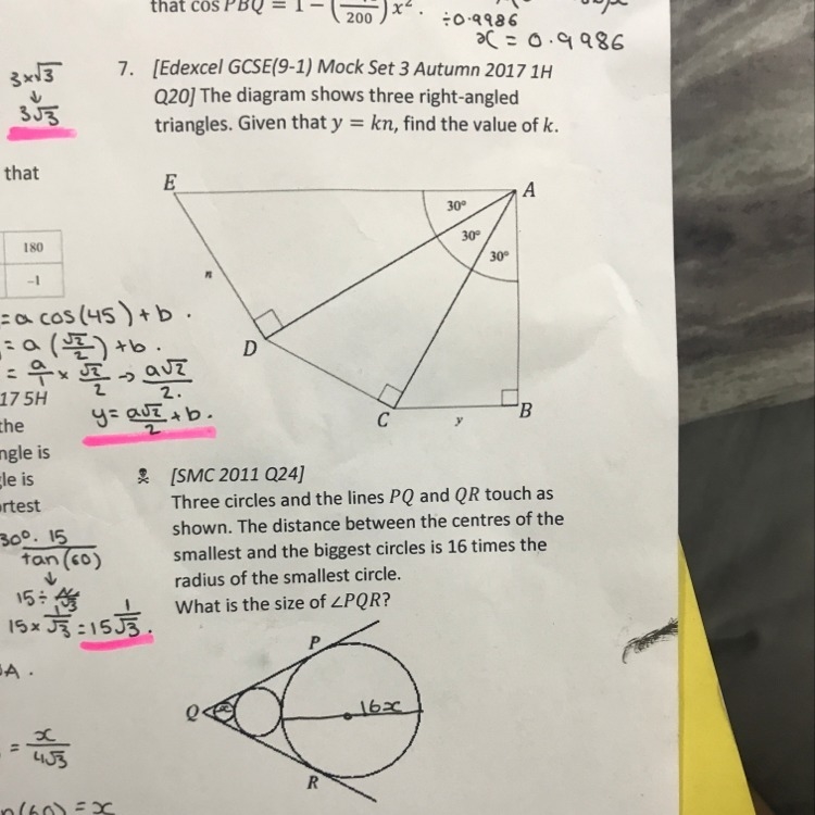 Question 7 and the one below it’s Gcse exact trigonometric values-example-1