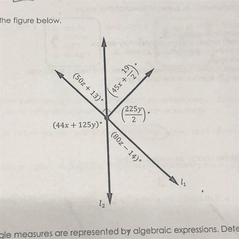 10. Consider the figure below. (502 +13) (45x+) (44x + 125y) (802 - 14) The angle-example-1