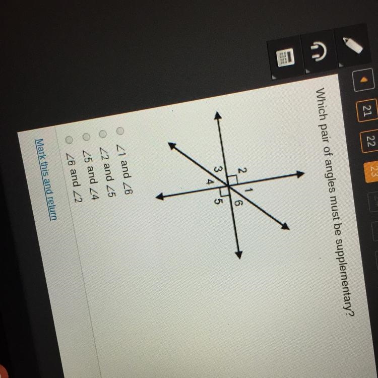 Which pair of angles must be supplementary-example-1