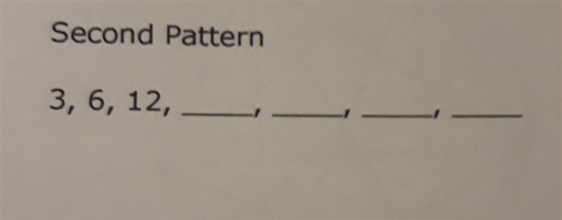 Finish the sequence using deductive reasoning. 3,6,12,?,?,?,?-example-1