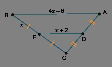 What is the length of BC? From the markings on the diagram, we can tell E is the midpoint-example-1