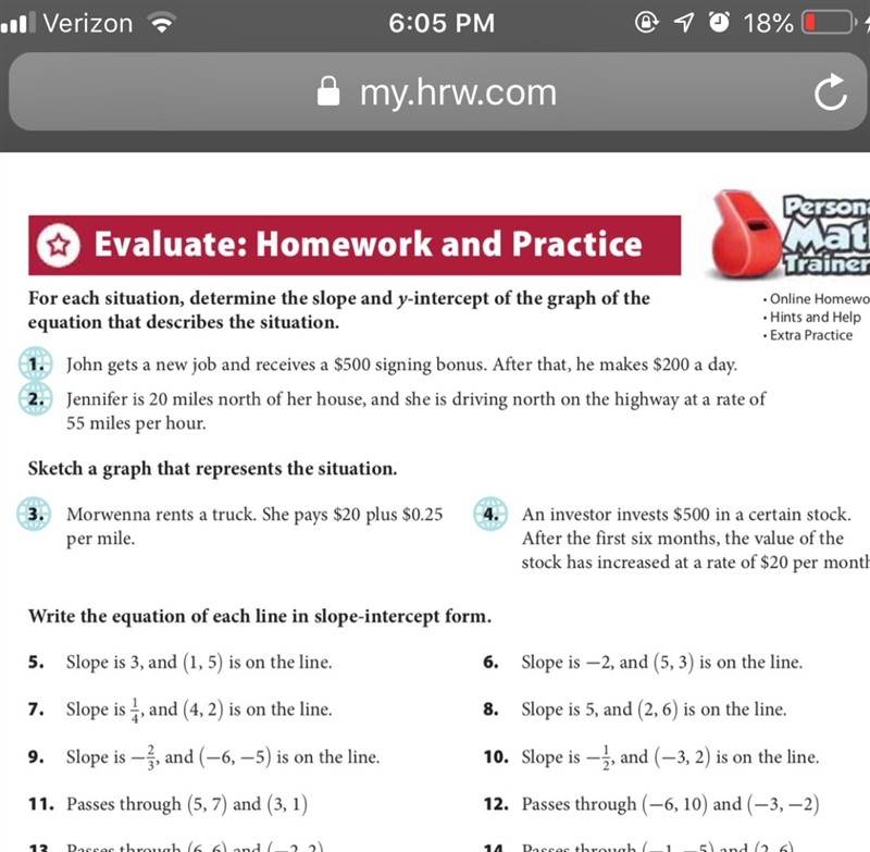 1,2,5,6,7,11 slope and y-intercept-example-1