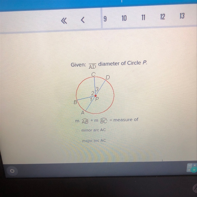 If m AB + m BC = measure of-example-1