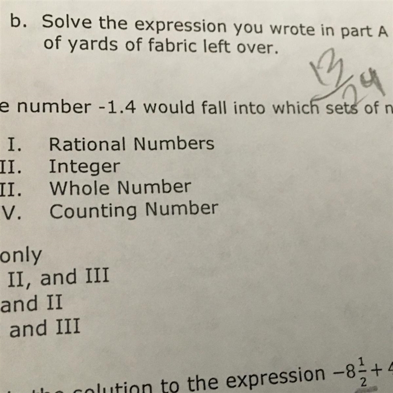 UITO 11. The number -1.4 would fall into which sets of numbers? I. Rational Numbers-example-1