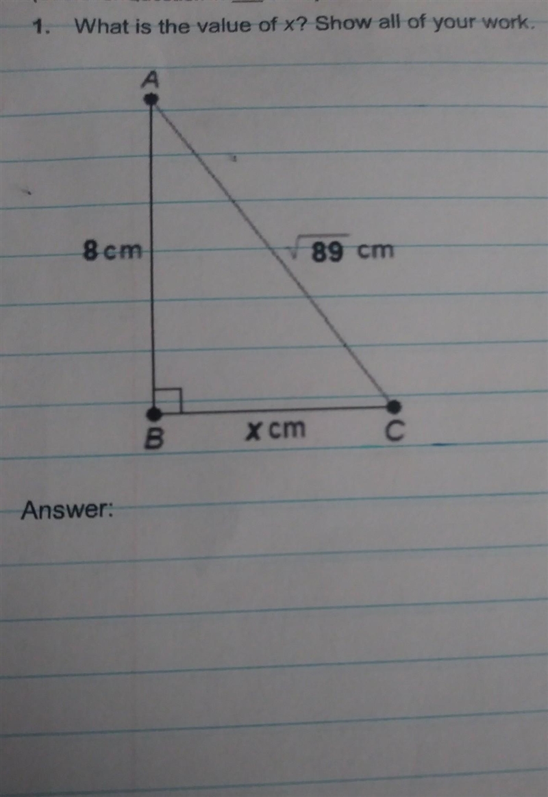 1. What is the value of x? Show all of your work. ​-example-1