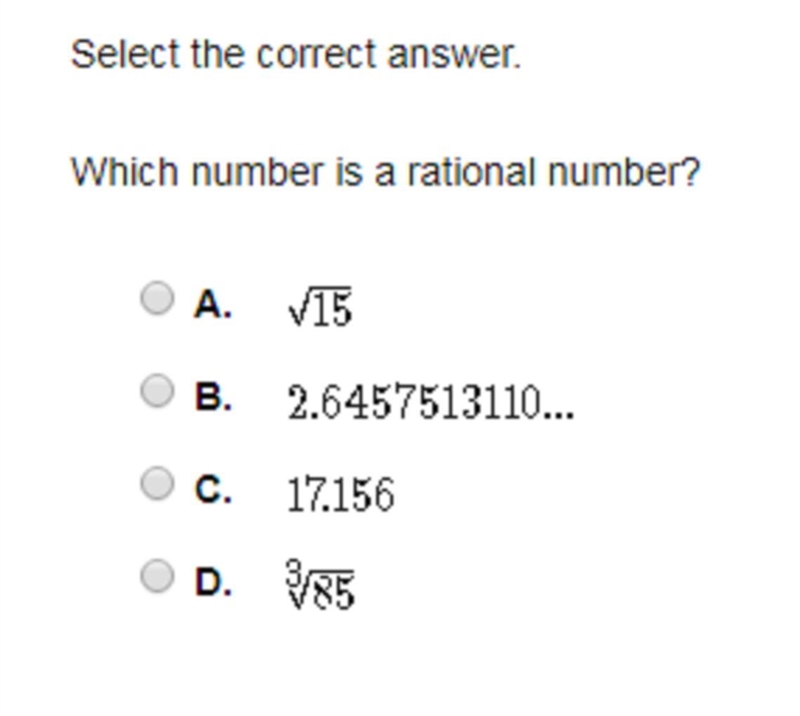 PLEASE HELP! Which number is a rational number?-example-1