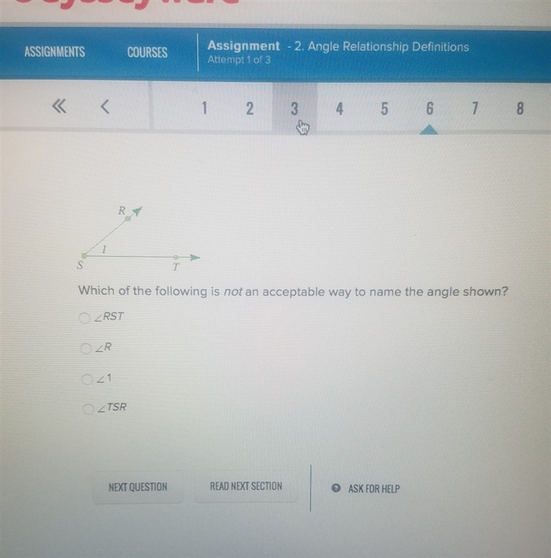 Which of the following is not an acceptable way to name the angle shown?-example-1