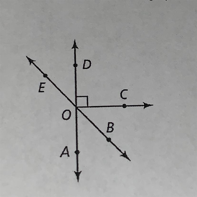 1) Name a pair of complementary angles. 2)Name a pair of vertical angles. 3)Name a-example-1