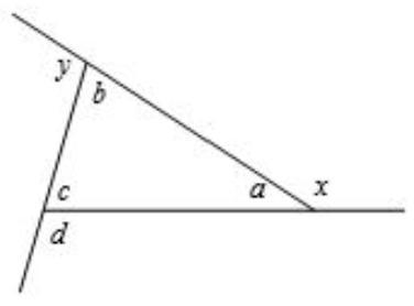 Copy and complete the following: ∠b and ∠ c are the remote interior angles of ∠ x-example-1