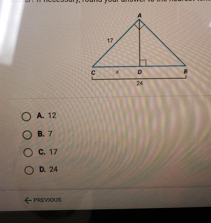 In the diagram below, what is the value of x rounded to the nearest whole number? If-example-1