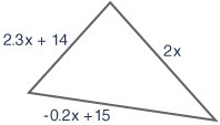 Write an expression for the perimeter of the triangle shown below: 4.1x + 29 4.1x-example-1