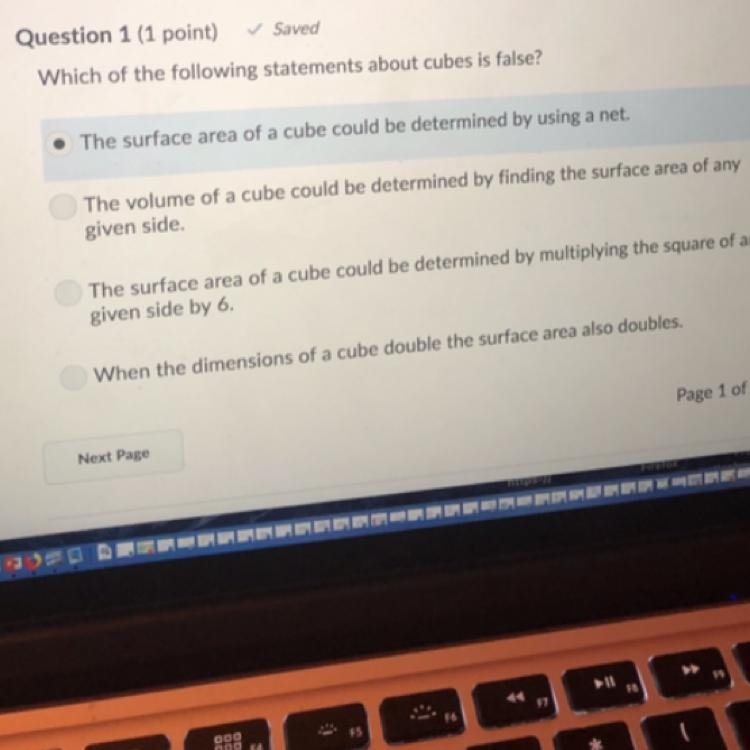 Which of the following statements about cubes is false?-example-1