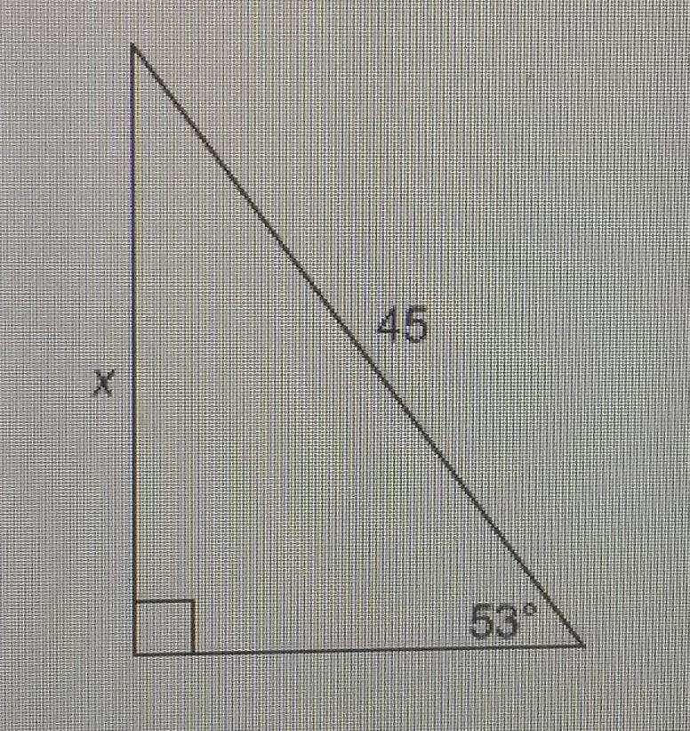 To the nearest hundredth, what is the value of x? A. 59.72 B. 56.35 C. 35.94 D. 27.08 ​-example-1