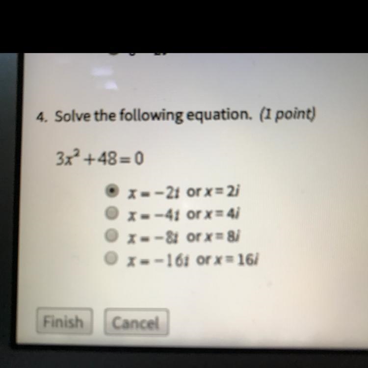 3x^2+48=0, solve the equation-example-1