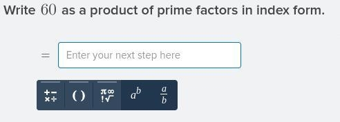 Write 60 as a product of prime factors in index form-example-1