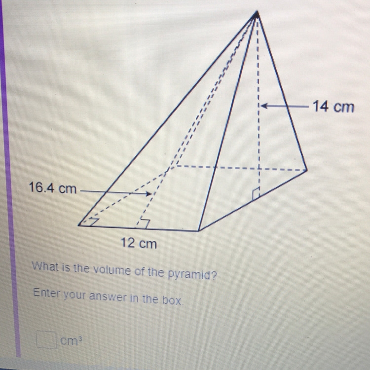 The base of the pyramid is a square. what is the volume of the pyramid. enter your-example-1