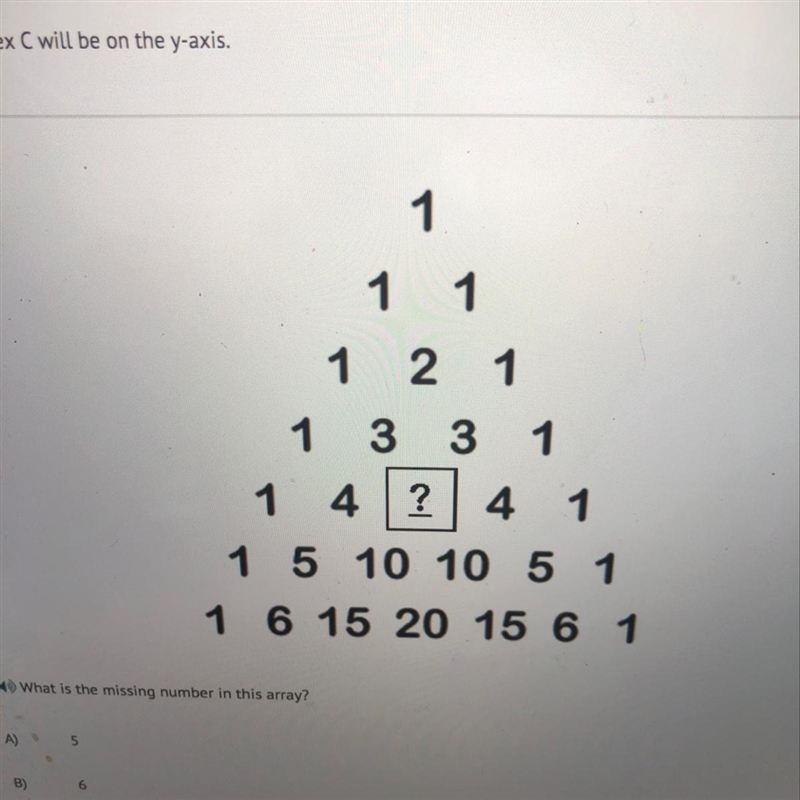 What is the missing number in this array A)5 B)6 C)7 D)8 E)9-example-1