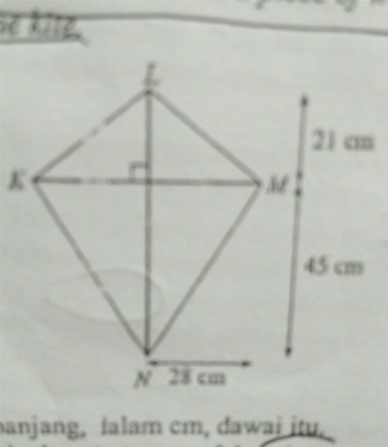 Please unswer this!! The diagram shows a replica of a kite KLMN. KM and LN are two-example-1