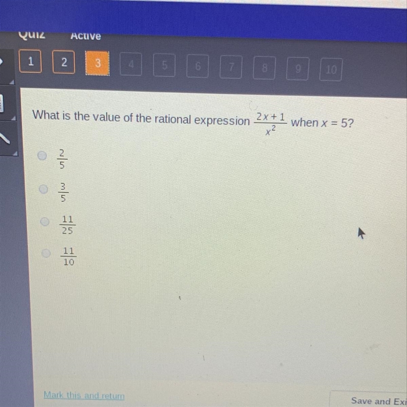 What is the value of the rational expression 2x+1 : x*2 when x=5?-example-1