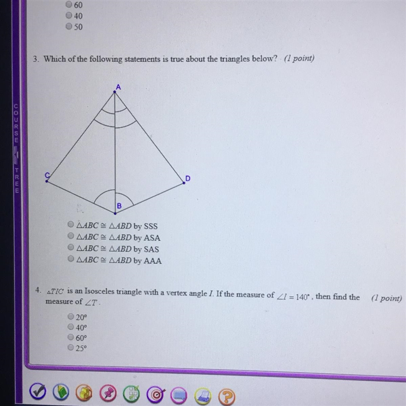 3. Which of the following statements is true about the triangles below? ABC ABD by-example-1