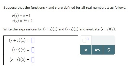 Question below Suppose that the functions r and s are defined for all real numbers-example-1