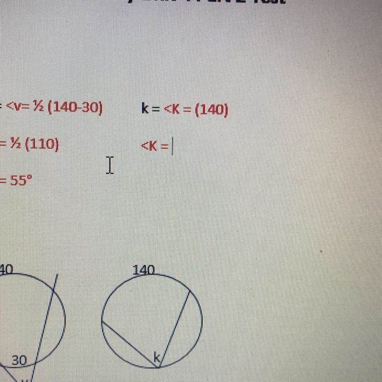 What is the measure of angle K in the circle?-example-1