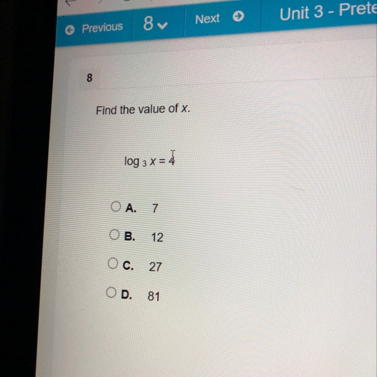 Log 3 x=4 pls and thx-example-1