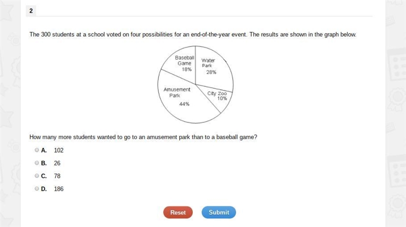 The 300 students at a school voted on four possibilities for an end-of-the-year event-example-1