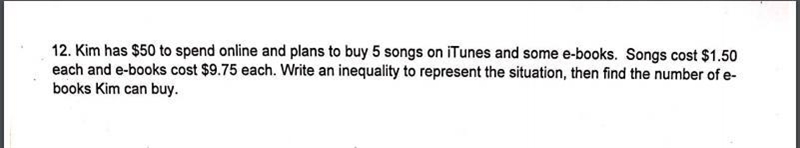 I kind of get the question, I got the inequality 1.5x+9.75y <= 50; however, I don-example-1