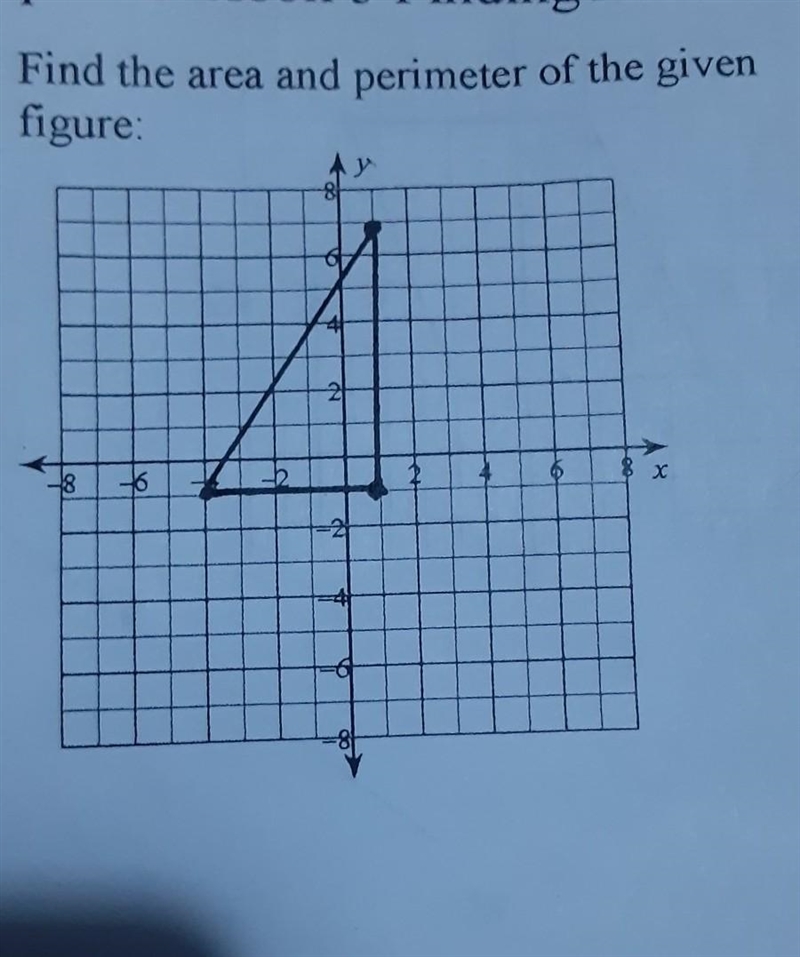 Find the area and perimeter of the given figure:​-example-1