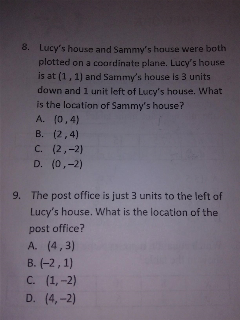 *SUPER EASY POINTS**COORDINATES RELATED* I need the answers for number 8 and 9 Thanks-example-1