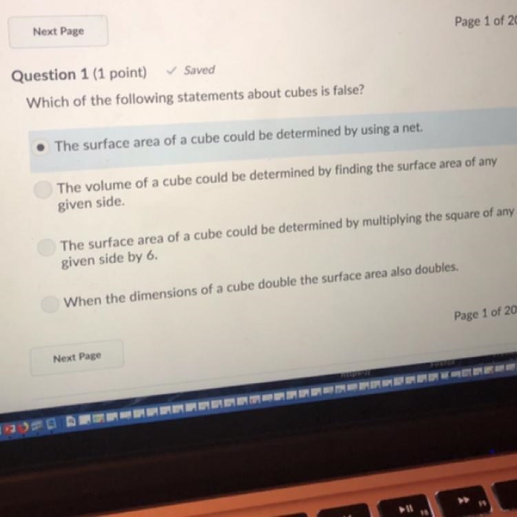 Which of the following statements about cubes is false? Fast please!-example-1