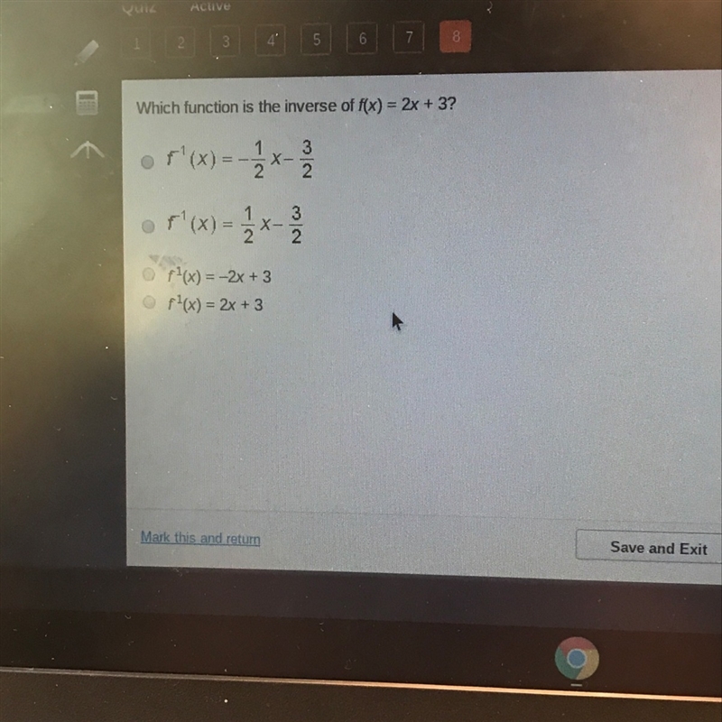 Which function is the inverse of f(x) =2x +3-example-1