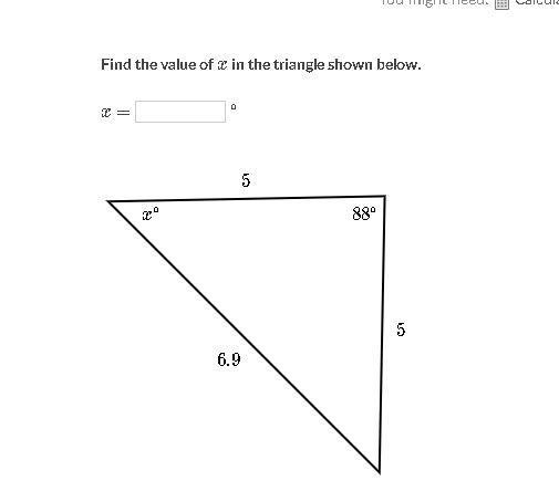 What is the value of x in this triangle-example-1